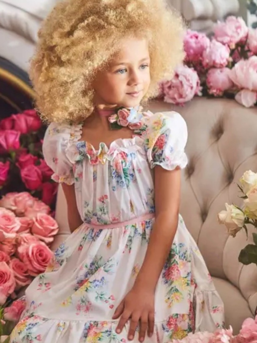 Janie and Jack | Floral Puff Sleeve Dress | Collection Petal Pink 12-18M